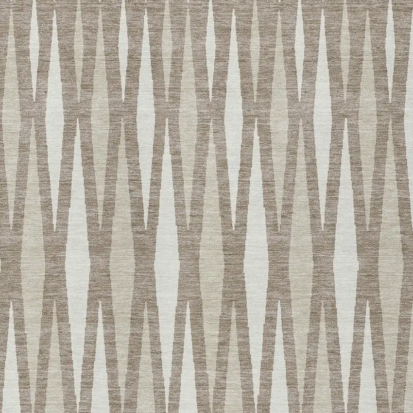 Taupe Beige And Ivory Geometric Washable Indoor Outdoor Area Rug Photo 6
