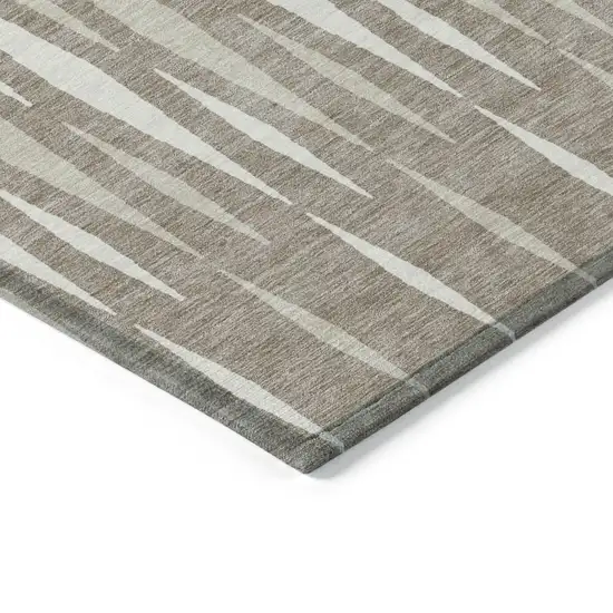 Taupe Beige And Ivory Geometric Washable Indoor Outdoor Area Rug Photo 5