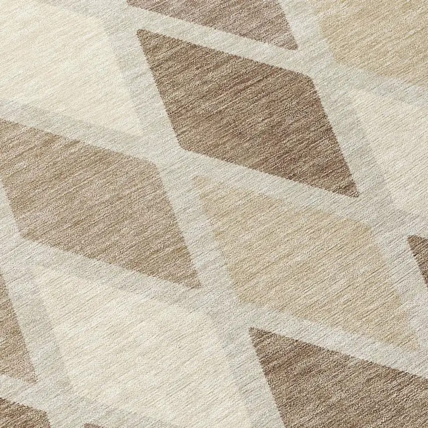 Taupe Beige And Ivory Geometric Washable Indoor Outdoor Area Rug Photo 7