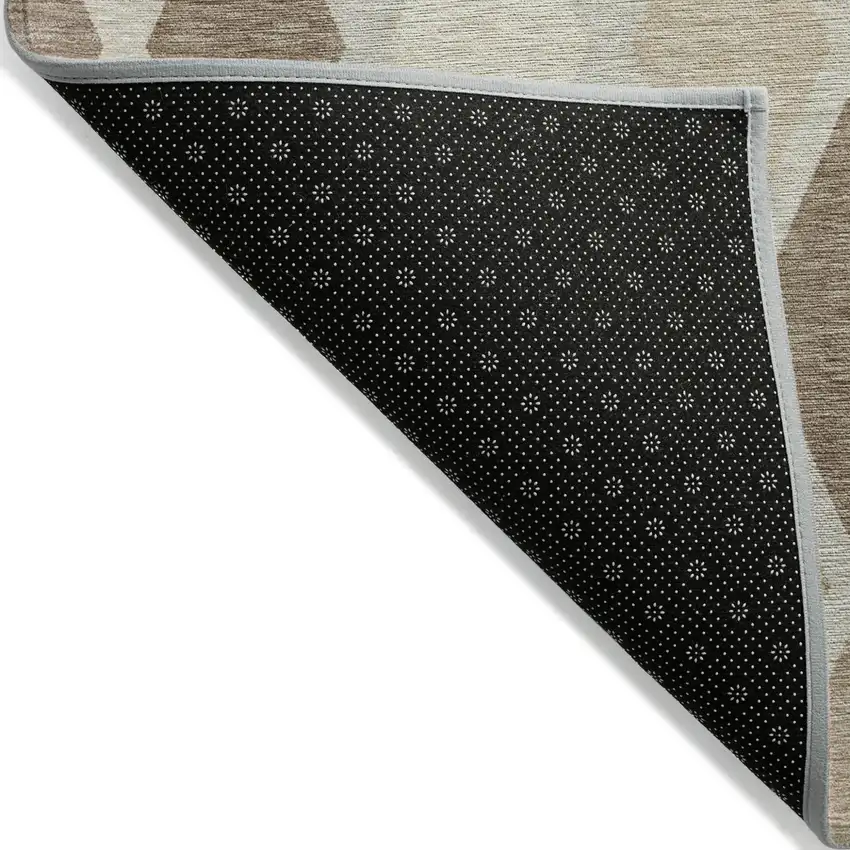 Taupe Beige And Ivory Geometric Washable Indoor Outdoor Area Rug Photo 4