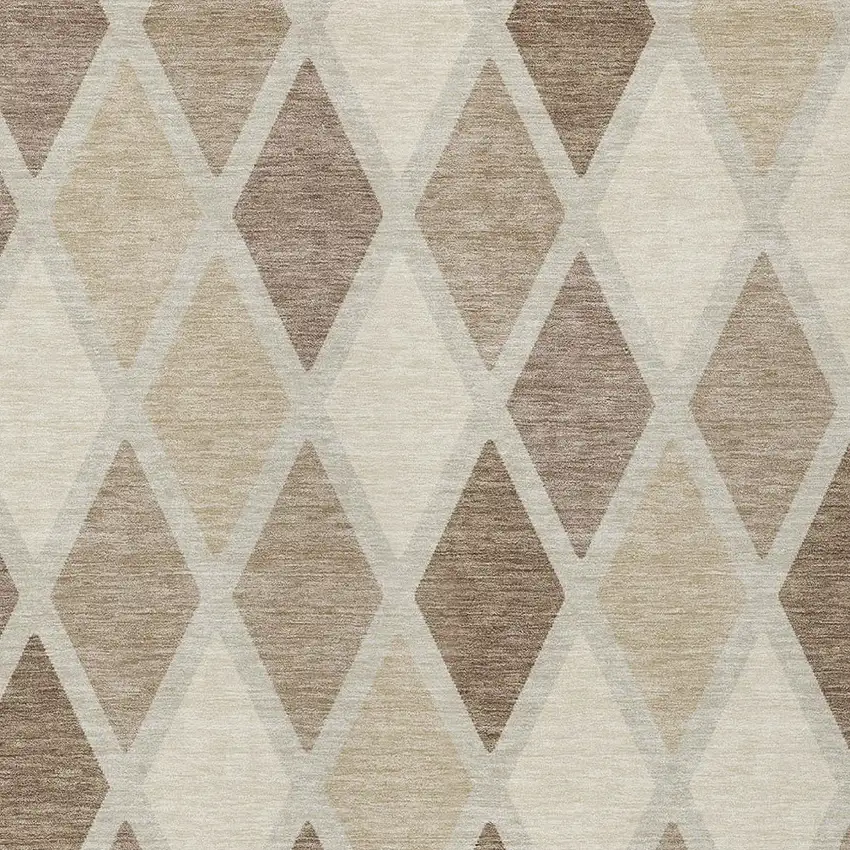 Taupe Beige And Ivory Geometric Washable Indoor Outdoor Area Rug Photo 6