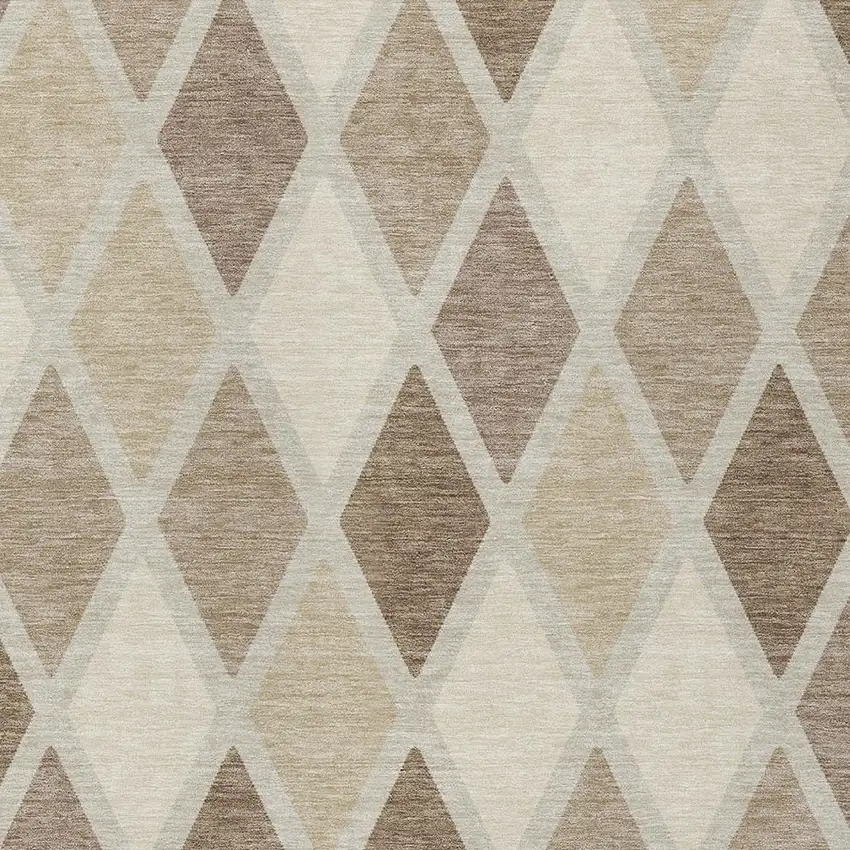 Taupe Beige And Ivory Geometric Washable Indoor Outdoor Area Rug Photo 6