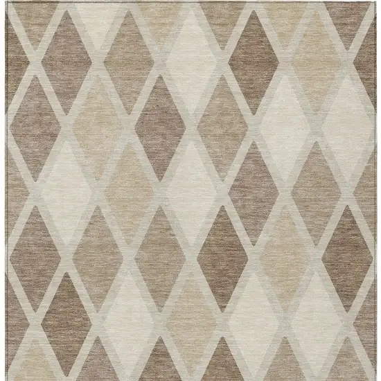 Taupe Beige And Ivory Geometric Washable Indoor Outdoor Area Rug Photo 7
