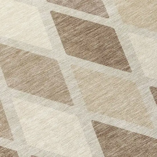 Taupe Beige And Ivory Geometric Washable Indoor Outdoor Area Rug Photo 6