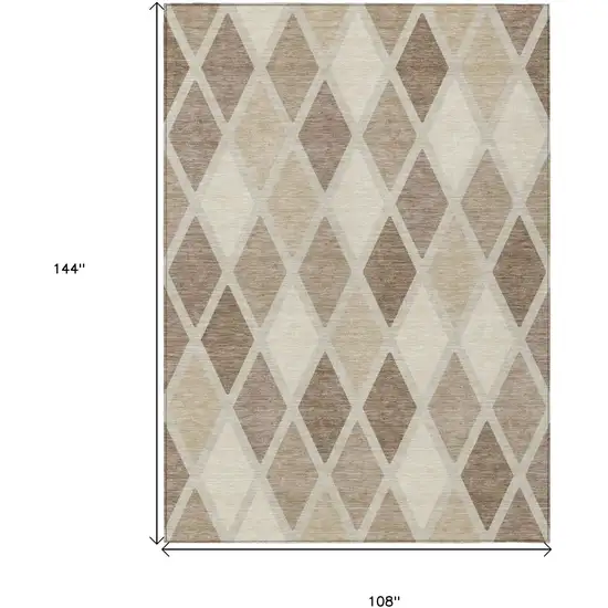 Taupe Beige And Ivory Geometric Washable Indoor Outdoor Area Rug Photo 3
