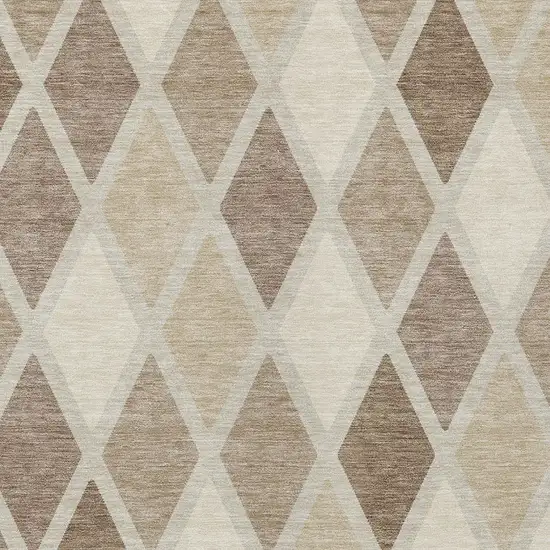 Taupe Beige And Ivory Geometric Washable Indoor Outdoor Area Rug Photo 6