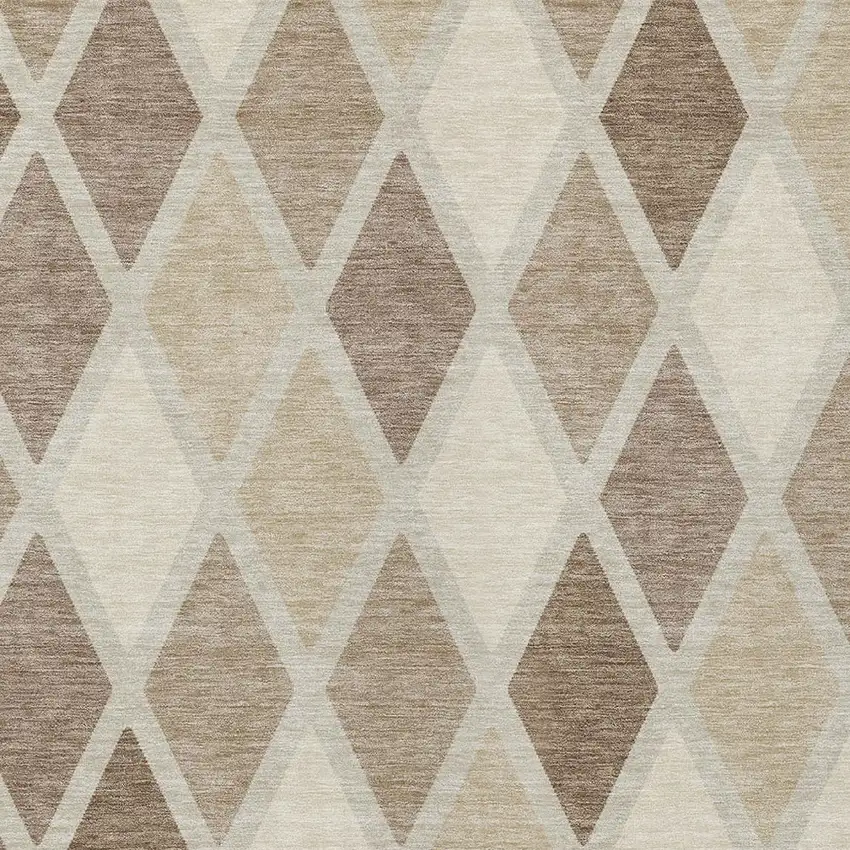 Taupe Beige And Ivory Geometric Washable Indoor Outdoor Area Rug Photo 6
