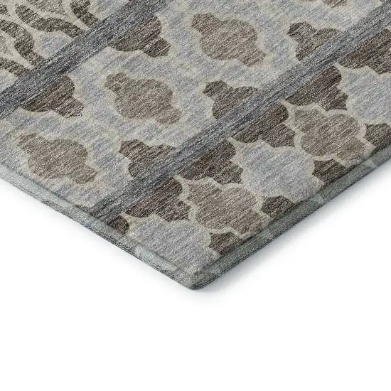 Taupe Beige And Ivory Ikat Washable Area Rug With UV Protection Photo 9