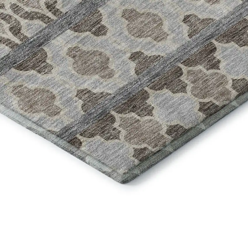 Taupe Beige And Ivory Ikat Washable Area Rug With UV Protection Photo 9