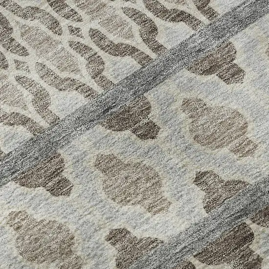 Taupe Beige And Ivory Ikat Washable Area Rug With UV Protection Photo 8