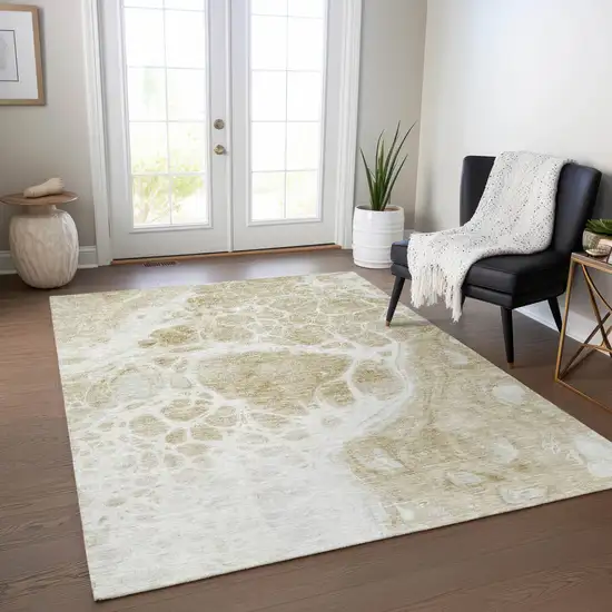 Taupe Beige And Ivory Nautical Washable Indoor Outdoor Area Rug Photo 9