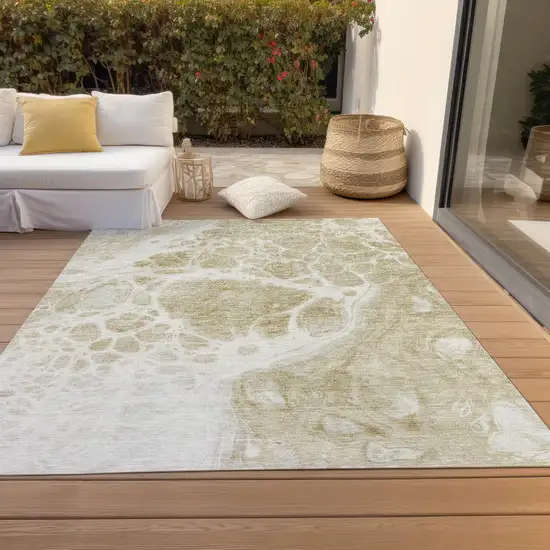 Taupe Beige And Ivory Nautical Washable Indoor Outdoor Area Rug Photo 8
