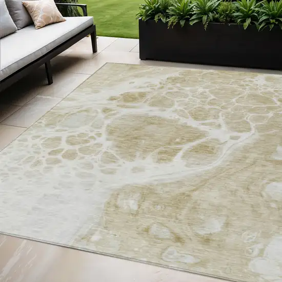 Taupe Beige And Ivory Nautical Washable Indoor Outdoor Area Rug Photo 1
