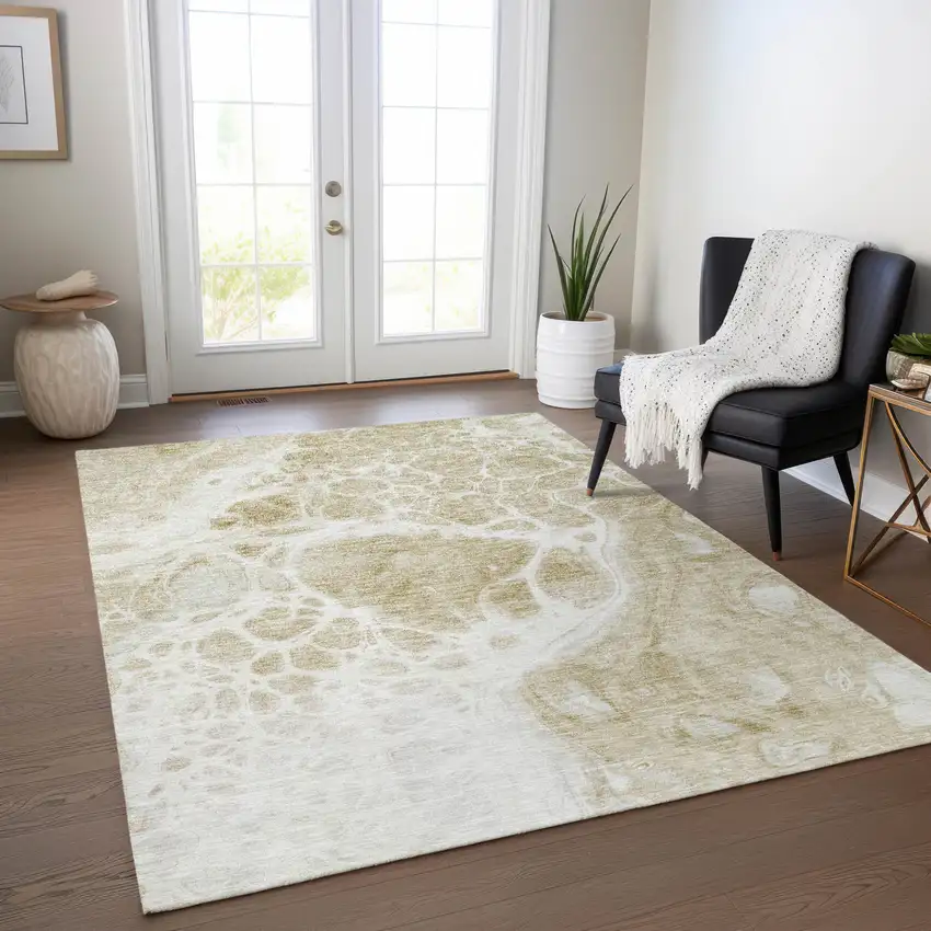 Taupe Beige And Ivory Nautical Washable Indoor Outdoor Area Rug Photo 9