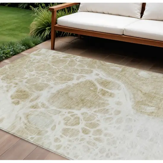 Taupe Beige And Ivory Nautical Washable Indoor Outdoor Area Rug Photo 1
