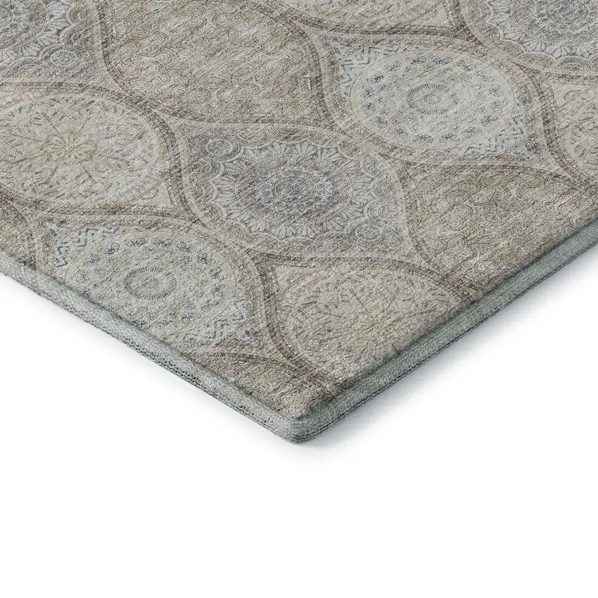 Taupe Beige And Ivory Ogee Washable Area Rug With UV Protection Photo 7