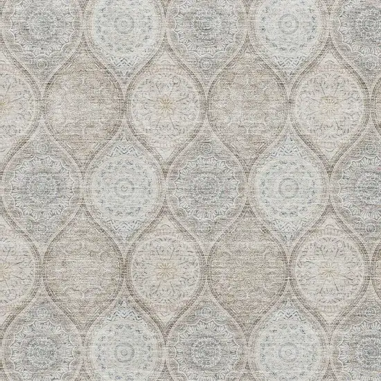 Taupe Beige And Ivory Ogee Washable Area Rug With UV Protection Photo 2