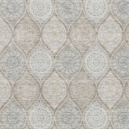 Taupe Beige And Ivory Ogee Washable Area Rug With UV Protection Photo 2