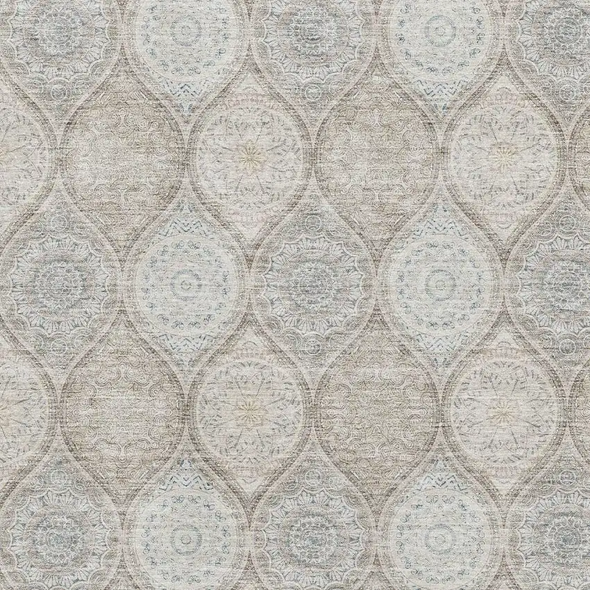 Taupe Beige And Ivory Ogee Washable Area Rug With UV Protection Photo 2