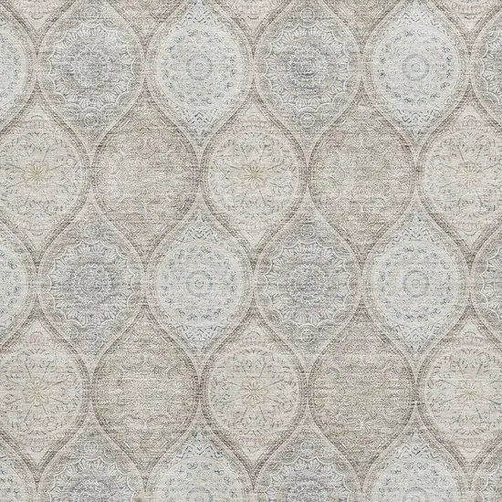 Taupe Beige And Ivory Ogee Washable Area Rug With UV Protection Photo 2