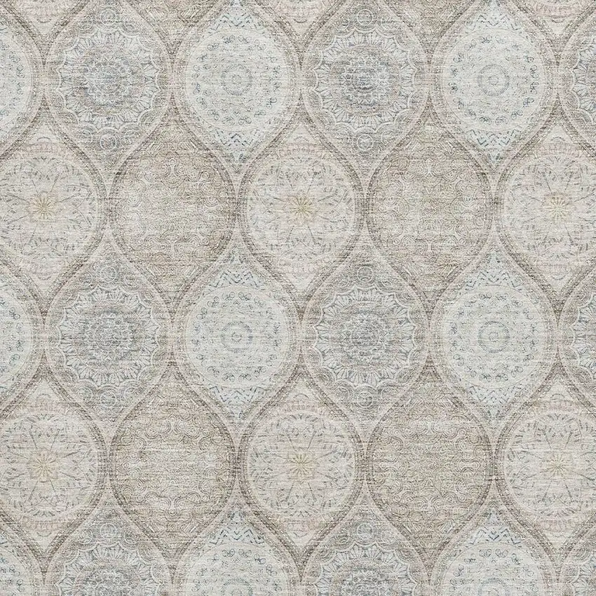 Taupe Beige And Ivory Ogee Washable Area Rug With UV Protection Photo 2