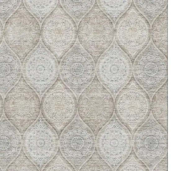 Taupe Beige And Ivory Ogee Washable Area Rug With UV Protection Photo 2