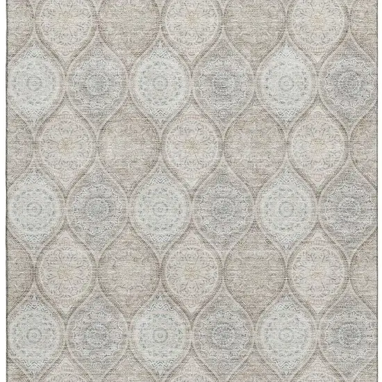 Taupe Beige And Ivory Ogee Washable Area Rug With UV Protection Photo 3