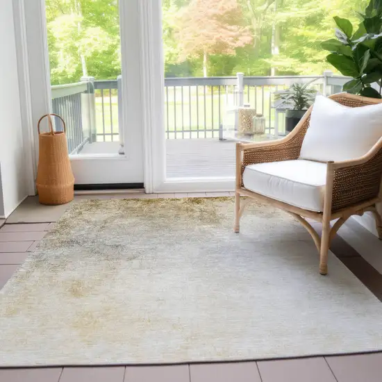 Taupe Beige And Ivory Ombre Washable Indoor Outdoor Area Rug Photo 9