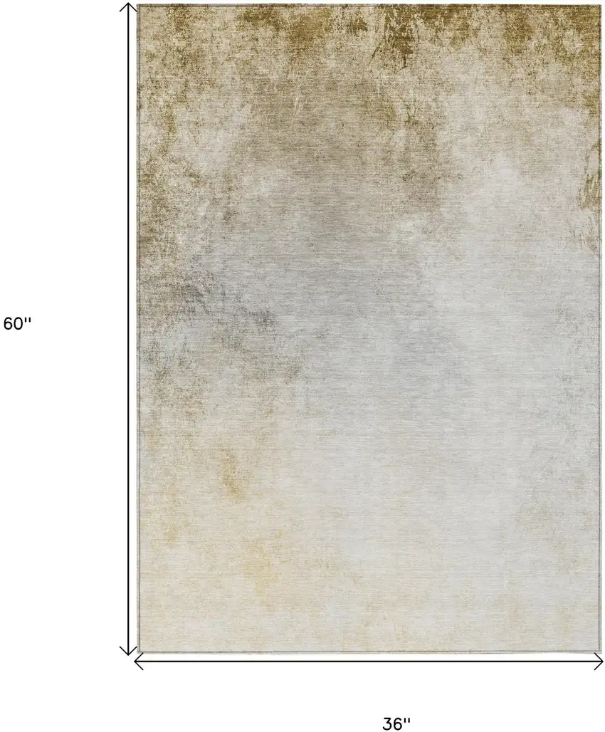 Taupe Beige And Ivory Ombre Washable Indoor Outdoor Area Rug Photo 3
