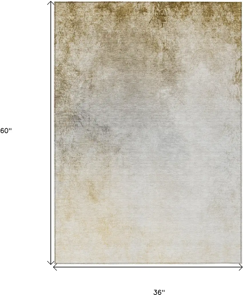 Taupe Beige And Ivory Ombre Washable Indoor Outdoor Area Rug Photo 3