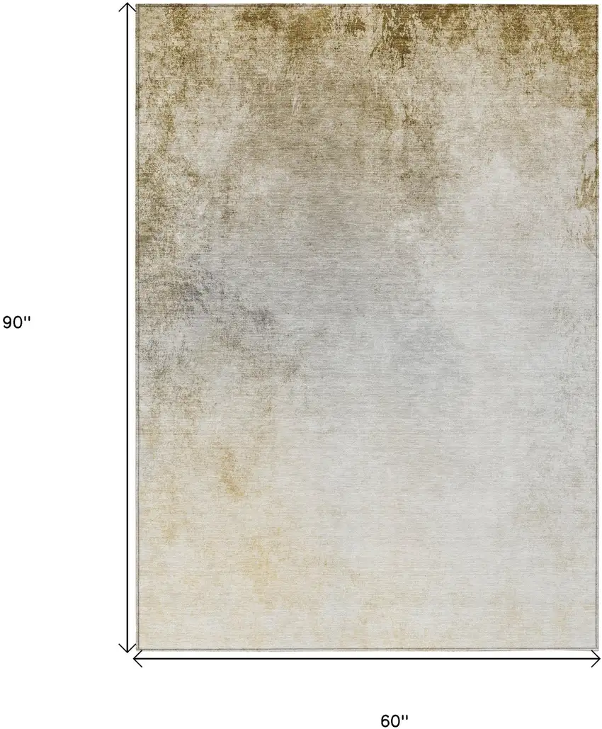 Taupe Beige And Ivory Ombre Washable Indoor Outdoor Area Rug Photo 3