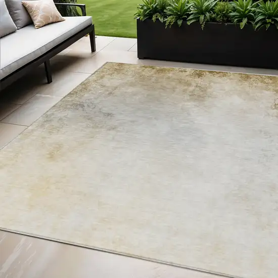 Taupe Beige And Ivory Ombre Washable Indoor Outdoor Area Rug Photo 1