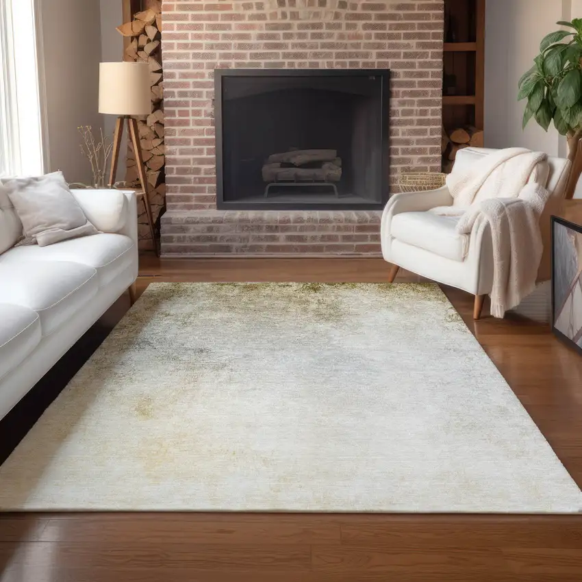 Taupe Beige And Ivory Ombre Washable Indoor Outdoor Area Rug Photo 8