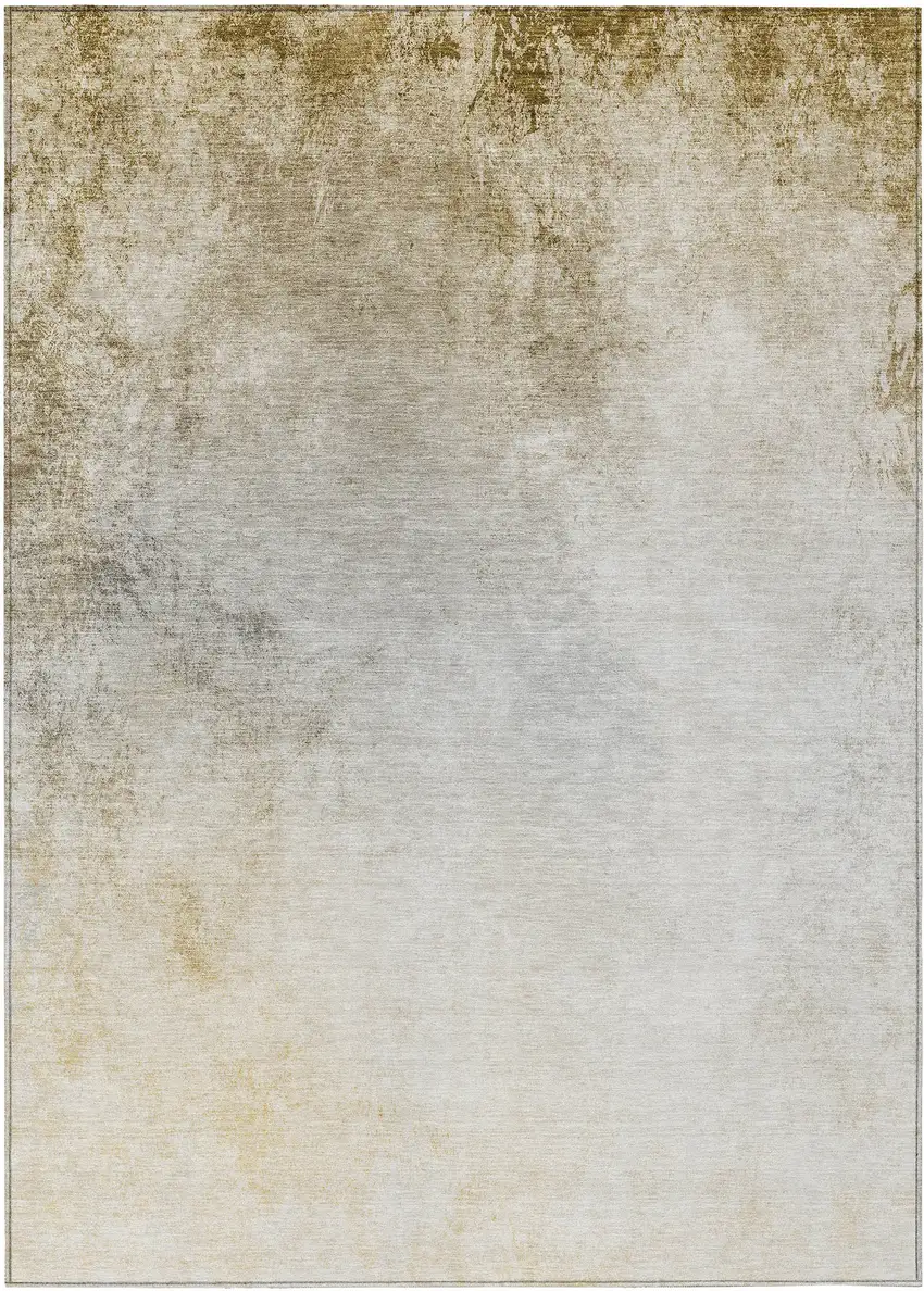 Taupe Beige And Ivory Ombre Washable Indoor Outdoor Area Rug Photo 2