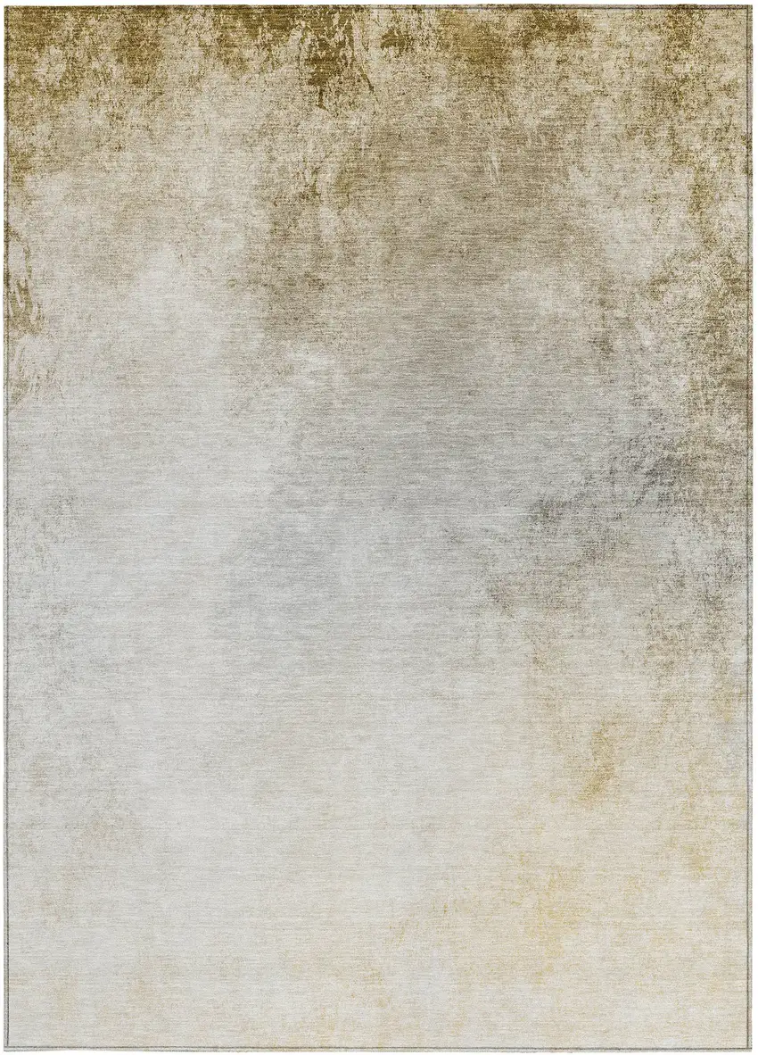 Taupe Beige And Ivory Ombre Washable Indoor Outdoor Area Rug Photo 6