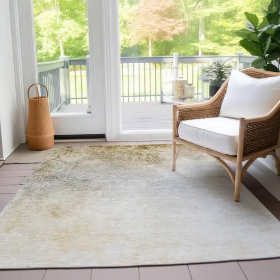 Taupe Beige And Ivory Ombre Washable Indoor Outdoor Area Rug Photo 9
