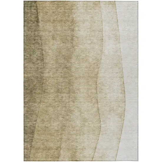 Taupe Beige And Ivory Ombre Washable Indoor Outdoor Area Rug Photo 2
