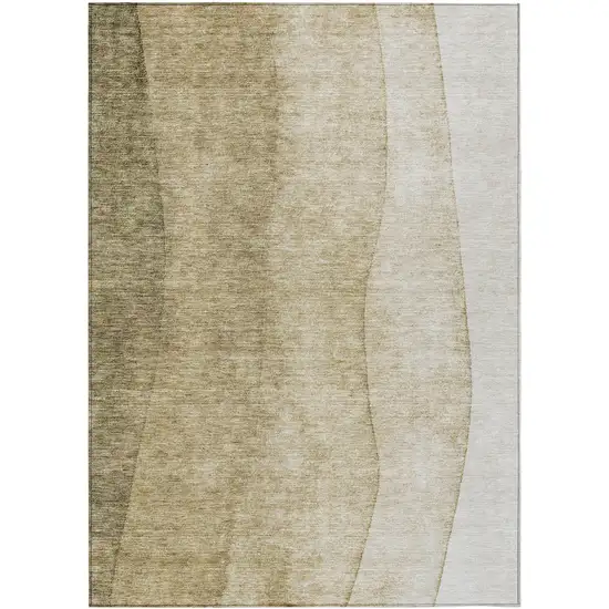 Taupe Beige And Ivory Ombre Washable Indoor Outdoor Area Rug Photo 2