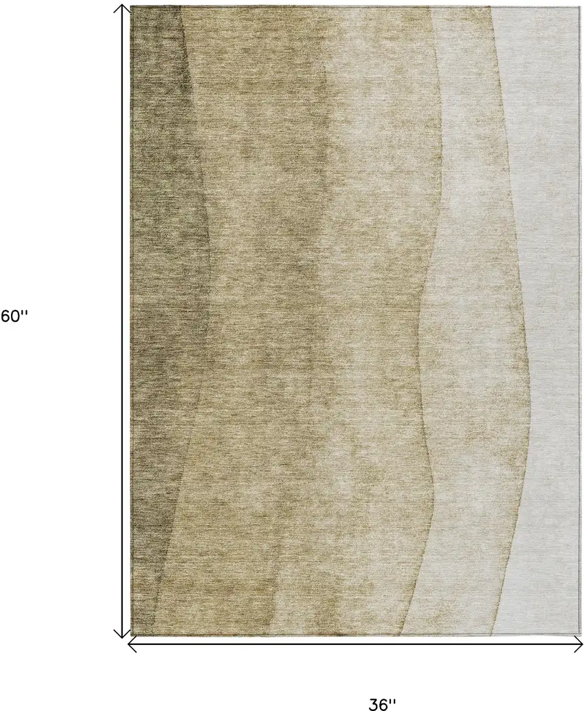 Taupe Beige And Ivory Ombre Washable Indoor Outdoor Area Rug Photo 3