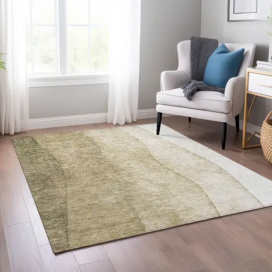 Taupe Beige And Ivory Ombre Washable Indoor Outdoor Area Rug Photo 6