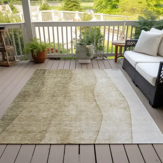 Taupe Beige And Ivory Ombre Washable Indoor Outdoor Area Rug Photo 8