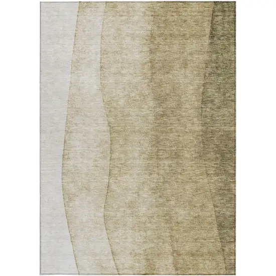 Taupe Beige And Ivory Ombre Washable Indoor Outdoor Area Rug Photo 4