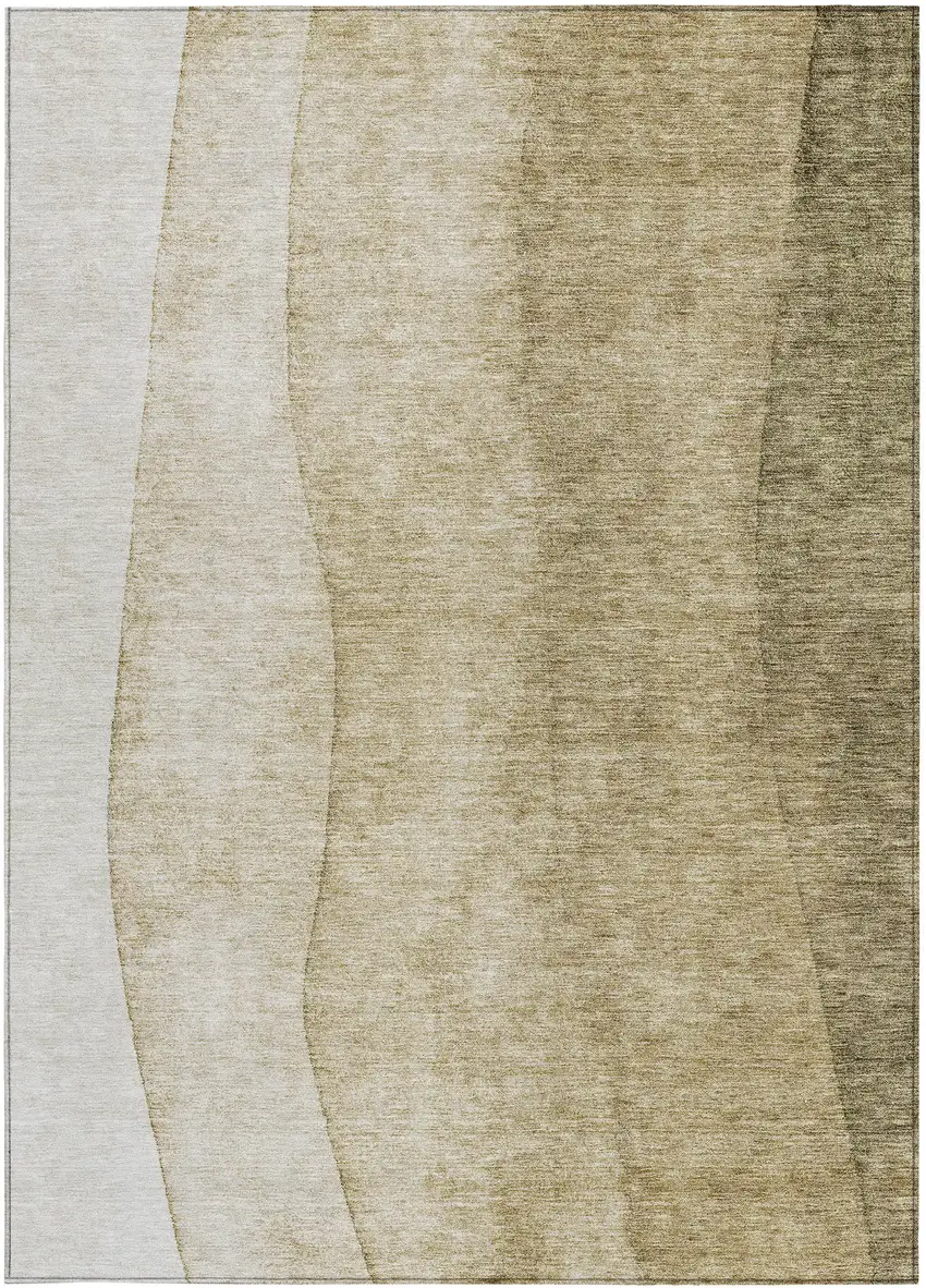 Taupe Beige And Ivory Ombre Washable Indoor Outdoor Area Rug Photo 4
