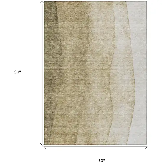 Taupe Beige And Ivory Ombre Washable Indoor Outdoor Area Rug Photo 9