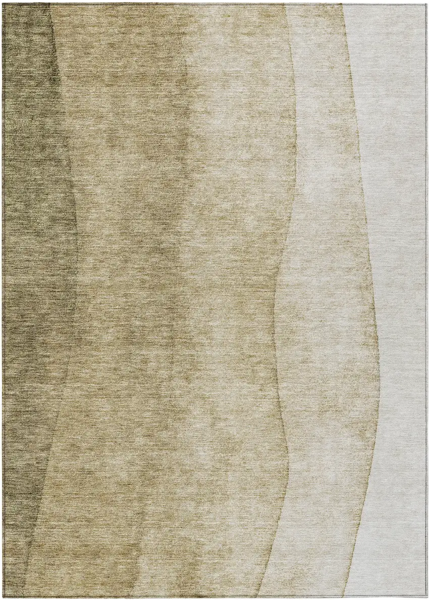 Taupe Beige And Ivory Ombre Washable Indoor Outdoor Area Rug Photo 1