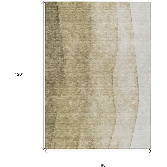 Taupe Beige And Ivory Ombre Washable Indoor Outdoor Area Rug Photo 9