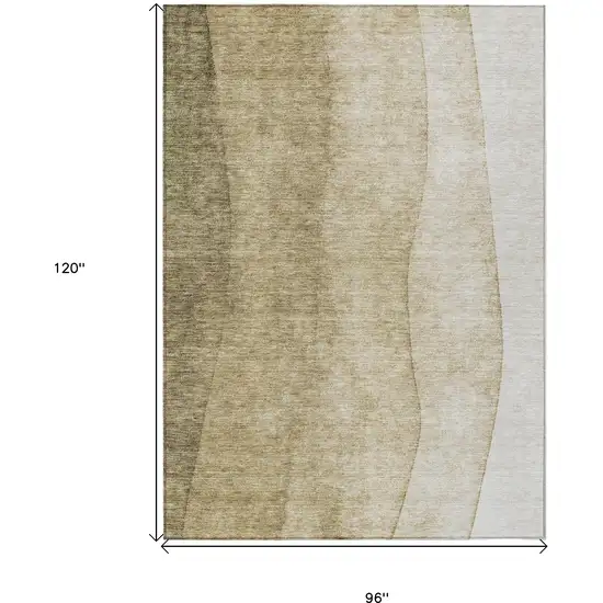 Taupe Beige And Ivory Ombre Washable Indoor Outdoor Area Rug Photo 9