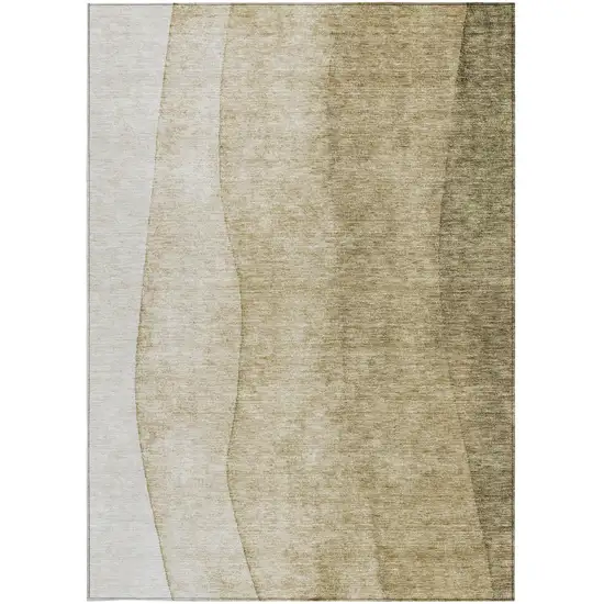 Taupe Beige And Ivory Ombre Washable Indoor Outdoor Area Rug Photo 4