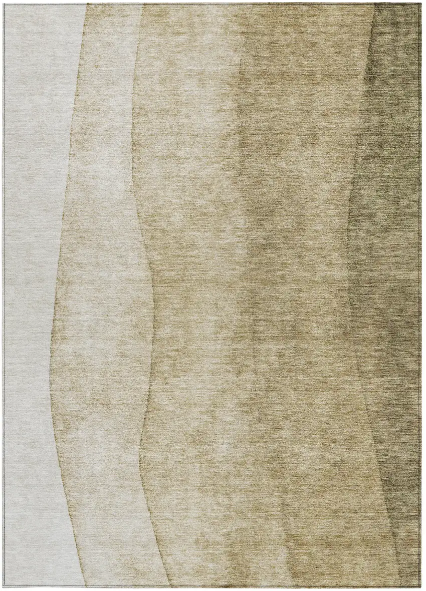 Taupe Beige And Ivory Ombre Washable Indoor Outdoor Area Rug Photo 4