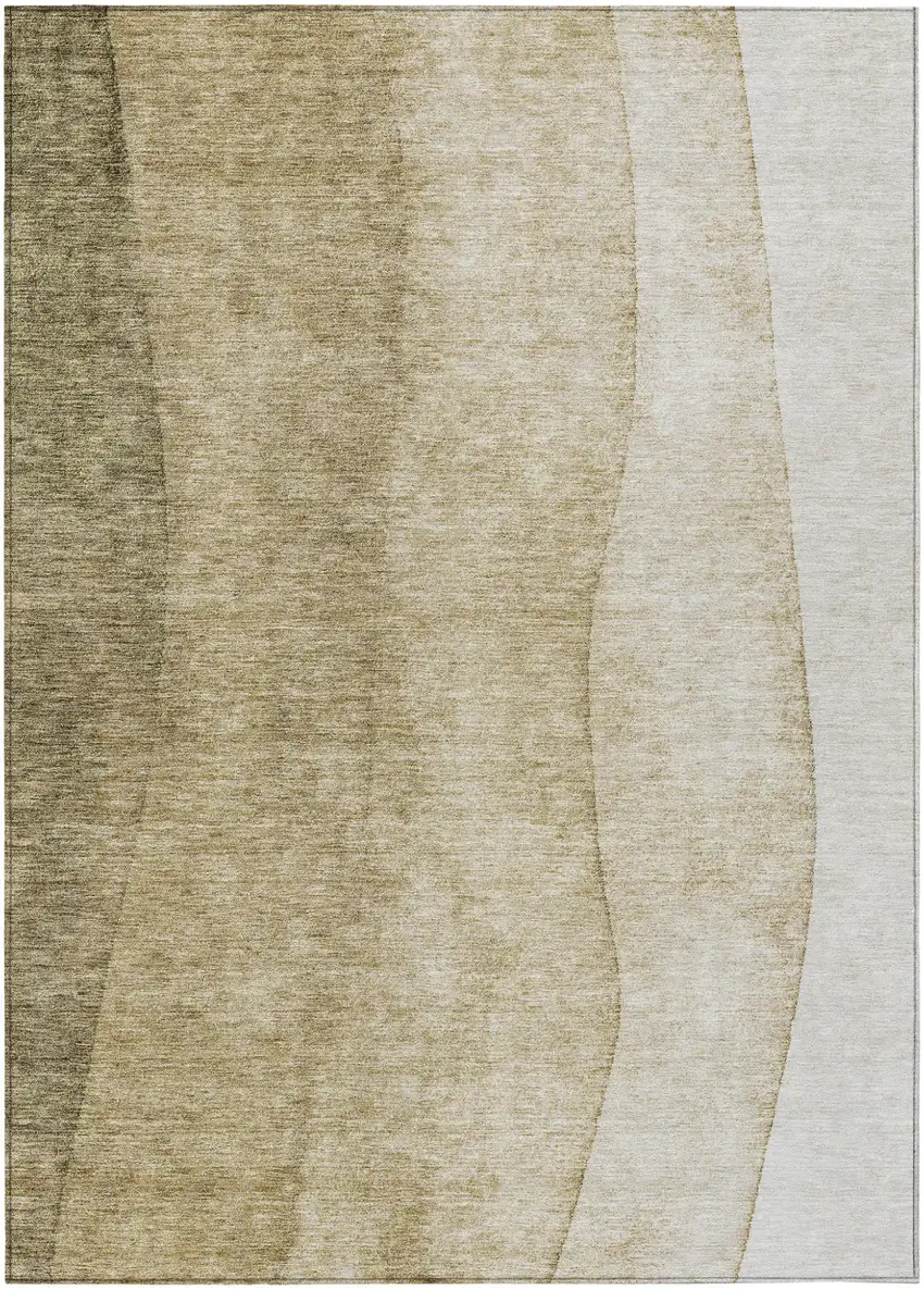 Taupe Beige And Ivory Ombre Washable Indoor Outdoor Area Rug Photo 1